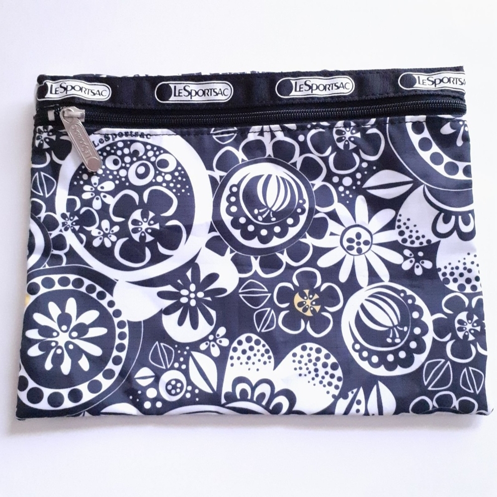 LeSportSac Black and White with Yellow Accents Pouch